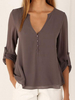 Frauen Bluse 2021 Langarm T-shirts Plissee hoch niedrig lässig Chiffon Tops f