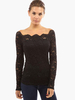 Frauen Bluse 2021 Schwarze Semi Sheer Spitzen Bluse
