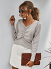 Frauen Bluse Grau Pullover Langarm Polyester Freizeitpullover