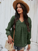 Frauen Bluse Hunter Green Casual Langarm Polyester Tops