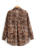 Frauen Bluse Kaffee Braun Leopard Casual Polyester Langarm Casual Shirt