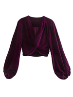 Frauen Bluse Lila Baumwolle Casual Langarm Bluse Casual Top