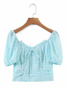 Frauen Bluse Pastell Blau Polyester Polka Dot Kurze Ärmeln Casual Tops