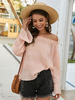 Frauen Bluse Pink Polyester Bateau Neck Casual Langarm Sexy Tops