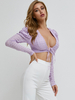 Frauen Bluse Violett V-Ausschnitt Böhmische Langarm Polyester Sexy Tops