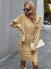 Frauen Bodycon Kleider Kaffee Braun V-Ausschnitt Sexy Langarm Bleistiftkleid Büro
