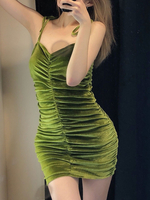 Frauen Bodycon Kleider Olive Kordelzug Sexy Ärmelloses Bleistiftkleid Sexy Slip Kleid