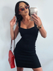Frauen Bodycon Kleider Schwarz Ärmelloses Casual Etuikleid Cami Midi Kleid