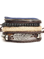 Frauen Boho Armband Ethnische Stil Multi Layer Blatt Perlen Chic Brown Wrap Armband