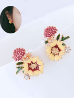 Frauen-Bolzen-orange Blumen-Metallohrringe