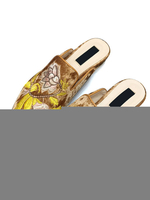 Frauen braune Slipper Mikro-Wildleder wies Toe bestickt auf flachen Mule Schuhe Rutschen