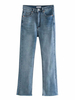 Frauen Bule Denim Hosen Cowboy Cotton Straight Hosen Casual Cigarette Jeans