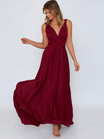 Frauen Burgund Maxikleider Ärmelloses Polyester Sexy Bodycon Langes Kleid