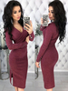 Frauen Burgunder Pullover Kleider Sexy Bodycon Kleider V-Ausschnitt Langarm Etuikleid Für Frauen