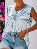 Frauen Cami Top Jewel Neck Ärmelloses T-Shirt mit Baumwolldruck