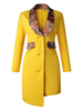 Frauen Casual Blazer Gelb Turndown Kragen Langarm Knöpfe Asymmetrischer Mantel