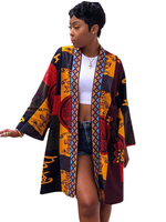 Frauen Casual Kimono Langarm Farbe Block Open Front Jacket