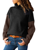 Frauen Casual Pullover Rollkragenpullover Color Block Strickpullover Top