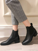 Frauen Chelsea Boots Stiefeletten Rindsleder Echtes Leder Blockabsatz Booties