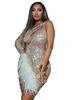 Frauen Club Kleid Aprikose Ein-Schulter-Pailletten Langarm Polyester Bedruckt Sexy Kleid