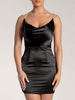 Frauen Club Kleid Schwarze Träger Halsketten Ärmelloses Polyester rückenfreies sexy Cami-Kleid