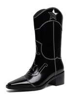 Frauen Cowboystiefel Mittlere Waden Karree 2 "Chunky Heel Stiefel