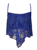 Frauen Crop Top blau offene Schultergurte Hals sexy ärmellose Spitzenoberteile