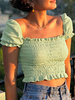 Frauen Crop Top Casual Kurzarm Polyester Baumwolle Tops