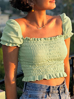 Frauen Crop Top Casual Kurzarm Polyester Baumwolle Tops