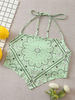 Frauen Crop Top Hellgrün bedrucktes Halfter Ärmelloses Bandana Tube Top