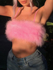 Frauen Crop Top Pink Kunstpelz ärmellose sexy Tops
