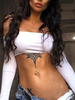 Frauen Crop Top rückenfrei trägerlos sexy lange Ärmel Bandeau Tops