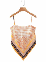 Frauen Crop Top Riemchen ärmellos bedruckte Bandana Tube Top