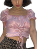 Frauen Crop Top Rosa schnüren sich oben mit kurzen Ärmeln Vintage-Tops