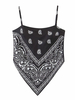 Frauen Crop Top schwarz bedruckte Träger Hals ärmellose Bandana Tube Top