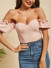 Frauen Crop Top trägerlose Kurzarm Korsett-Tops