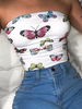 Frauen Crop Top weiß Polyester gedruckt Animal Print rückenfrei trägerlos sexy Tops
