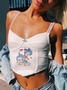 Frauen Crop Top White Backless Sexy Tierdruck Korsett Tops Cami