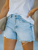 Frauen Denim Shorts High Rise Taille Reißverschluss Fly Casual Cowboy Straight Shorts