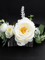Frauen; die Kamm-weiße Seidenblumen-Haar-Zusätze für Braut Wedding sind