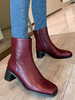 Frauen Echtes Leder Stiefeletten Rindsleder Karree Block Ferse 2 "Booties