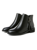 Frauen Echtes Leder Stiefeletten Rindsleder Round Toe Block Heel 1.4 "Booties Schwarz
