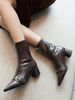 Frauen Echtes Leder Stiefeletten Rindsleder Spitz 2 "Chunky Heel Booties