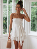 Frauen Ecru White Jumpsuit Ärmelloses Polyester Straight Summer One Piece Outfit