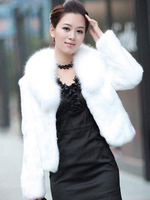 Frauen Faux-Pelz-Mäntel mit langen Ärmeln Sexy Windjacke Layered Stehkragen White Coat