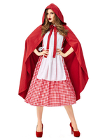 Frauen-Feiertags-Kostüme Rotes elegantes Kleid Plaid-geschichteter Umhang-Feiertags-Kostüm