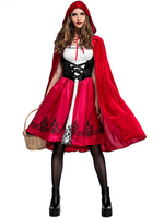 Frauen Feiertagskostüme Rotkäppchen Bedrucktes Kleid Feiertagskostüm Karneval Kostüm