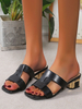 Frauen Fersen Mules Slip On Chunky Heel PU-Leder Schwarz Sommer Mules