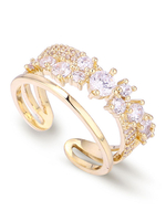 Frauen öffnen Ringe Glod Zirkonia Kupfer Party Ring