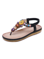 Frauen flache Sandalen flache Leder Ethnic